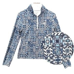 Good Good‎ Golf Womens Insignia Performance Q-zip Pullover Size M Blue Print
